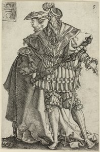 Couple dansant, planche cinq de Les grands danseurs de mariage - Heinrich Aldegrever