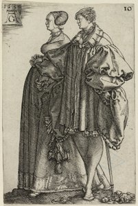 Couple dansant, planche dix de Les grands danseurs de mariage - Heinrich Aldegrever