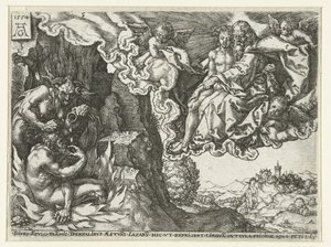 Le riche en enfer voit Abraham avec Lazare - Heinrich Aldegrever