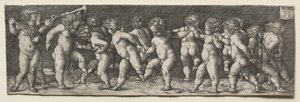 Quinze enfants nus dansant