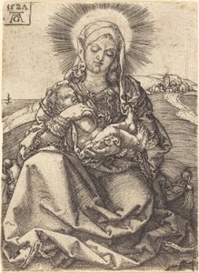 Madonna dans un paysage assise sur un coussin - Heinrich Aldegrever