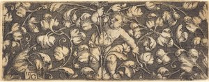 Ornement avec feuillage et un enfant au centre - Heinrich Aldegrever
