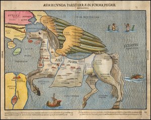 Ca. Carte illustrée de 1581 par Heinrich Bünting, représentant l