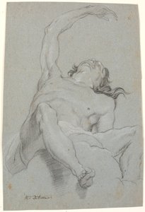 Homme nu, vu "de sotto in su". Étude pour une figure dans une peinture de plafond