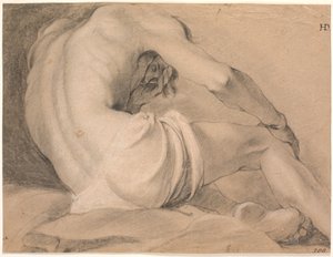 Modèle masculin assis, vu de dos et de dessous