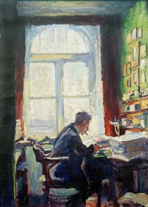 Le poète Caesar Flaischlen au bureau, 1912 - Heinrich Eduard Linde Walther