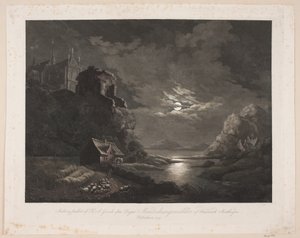 Paysage fluvial au clair de lune