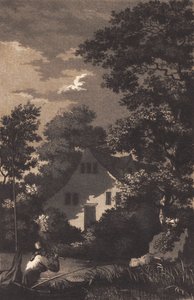 Paysage au clair de lune avec joueur de flûte - Heinrich Grosch