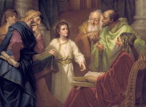 Plaque représentant le Christ au Temple, fin 19e - début 20e siècle - Heinrich Karl Hofmann