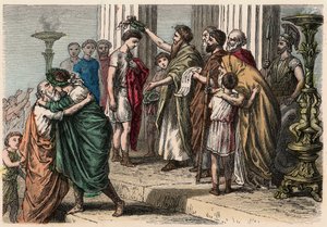 Grèce antique : Couronnement du vainqueur olympique, 1866 - Heinrich Leutemann