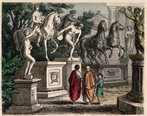 Grèce antique : Statues des champions olympiques érigées à Olympie, 1866 - Heinrich Leutemann