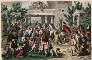Grèce antique : Accueil du champion olympique dans sa ville natale, 1866 - Heinrich Leutemann