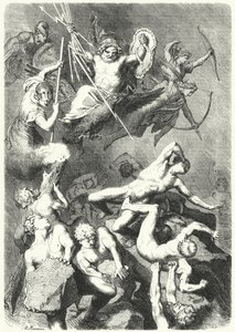 Bataille entre les dieux grecs anciens et les Titans - Heinrich Leutemann