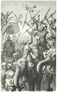 Porus, roi des Pauravas, passant en revue ses éléphants de guerre - Heinrich Leutemann