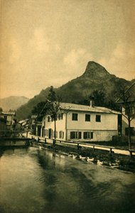Le ruisseau du moulin à Oberammergau, Bavière, Allemagne vers 1922