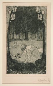 Femme pleurant au lac