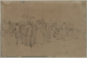 Passagers pour le bateau à vapeur du Rhin recto, deuxième ou troisième quart des années 1800 - Heinrich von Mayr