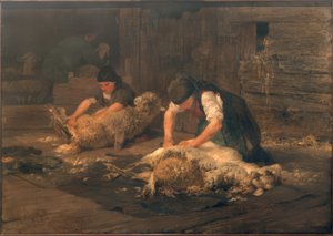 La tonte des moutons - Heinrich von Zügel