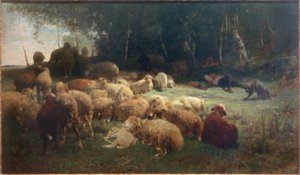 Jeune berger avec moutons - Heinrich von Zügel