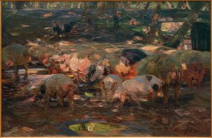 Troupeau de porcs au pont de l