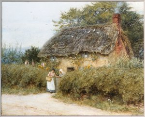 Un cottage au toit de chaume près de Peaslake, Surrey - Helen Allingham