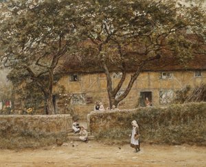 Enfants devant un cottage