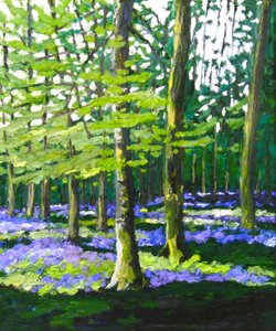 Bois de fleurs bleues, 2009 (huile sur toile) - Helen White