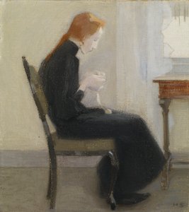 Jeune fille faisant du crochet - Helene Schjerfbeck