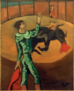 Arène avec torero et taureau mourant (Tauromachie III)