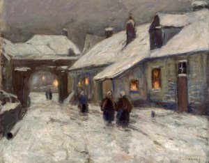 Rue de village en hiver