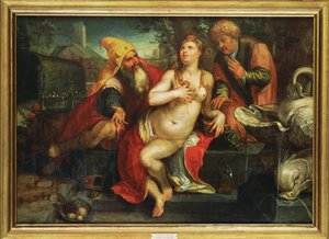Susannah et les anciens ... (peinture sur bois)