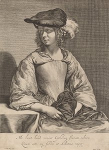 Fille avec un chapeau à plumes