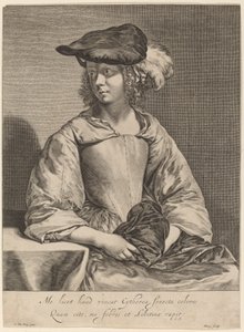 Fille avec un chapeau à plumes