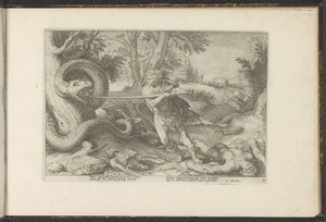 Cadmus tue le dragon - Hendrick Goltzius (workshop of)