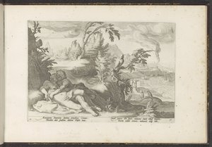 Corvus surprend la fille Coronis - Hendrick Goltzius (workshop of)