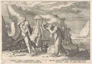 Deucalion et Pyrrha créant une nouvelle race humaine - Hendrick Goltzius (workshop of)