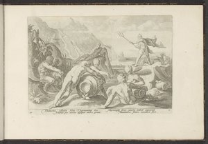 Neptunus et les dieux des rivières causent un déluge - Hendrick Goltzius (workshop of)