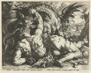 Un dragon dévorant les compagnons de Cadmus - Hendrick Goltzius