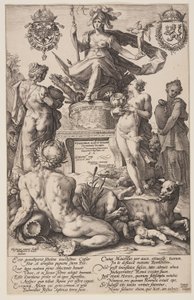 Allégorie de Rome, plaque de titre des Héros romains - Hendrick Goltzius