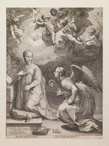 Annonciation, de la série «La Vie de la Vierge» - Hendrick Goltzius
