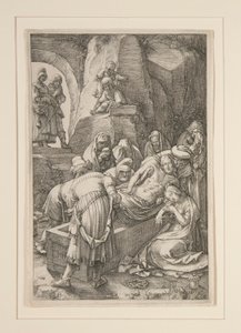 Enterrement du Christ (La Mise au tombeau), de La Passion, #11 dans une série de 12 gravures - Hendrick Goltzius