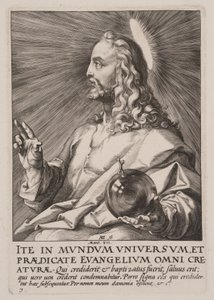 Christ (en tant que Salvator Mundi), du Christ, des Apôtres et de St Paul avec le Credo - Hendrick Goltzius