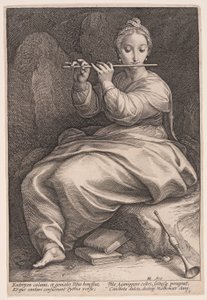 Euterpe, la muse de la musique, extrait des Neuf Muses - Hendrick Goltzius