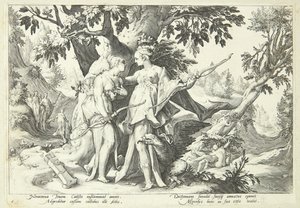 Jupiter déguisé en Diane séduit Callisto - Hendrick Goltzius