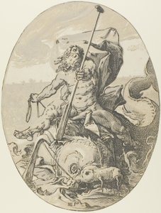 Oceanus, planche deux de Demogorgon et les divinités - Hendrick Goltzius