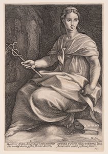 Polyhymnia, la muse de la poésie chorale, extrait des Neuf Muses - Hendrick Goltzius