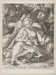 Repos pendant la fuite en Égypte sous un cerisier - Hendrick Goltzius