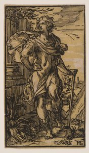 Jeune homme debout avec une canne - Hendrick Goltzius