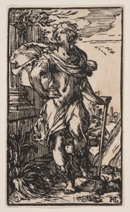 Jeune homme debout avec une canne - Hendrick Goltzius