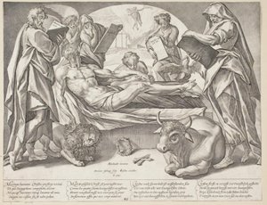 Le Christ mort et les quatre évangélistes - Hendrick Goltzius